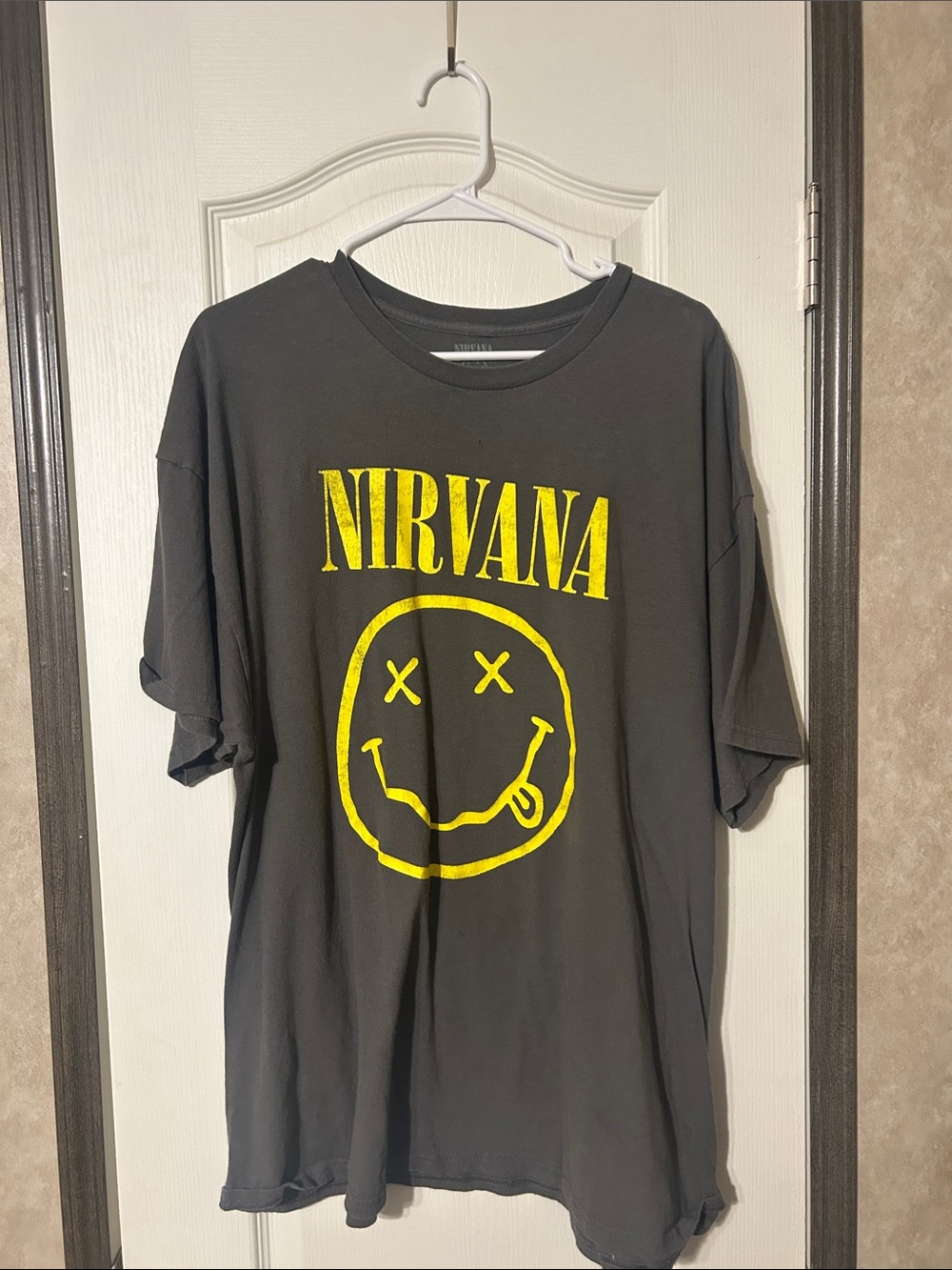 NIRVANA Grey Short Sleeve Tee with Yellow Smiley Logo